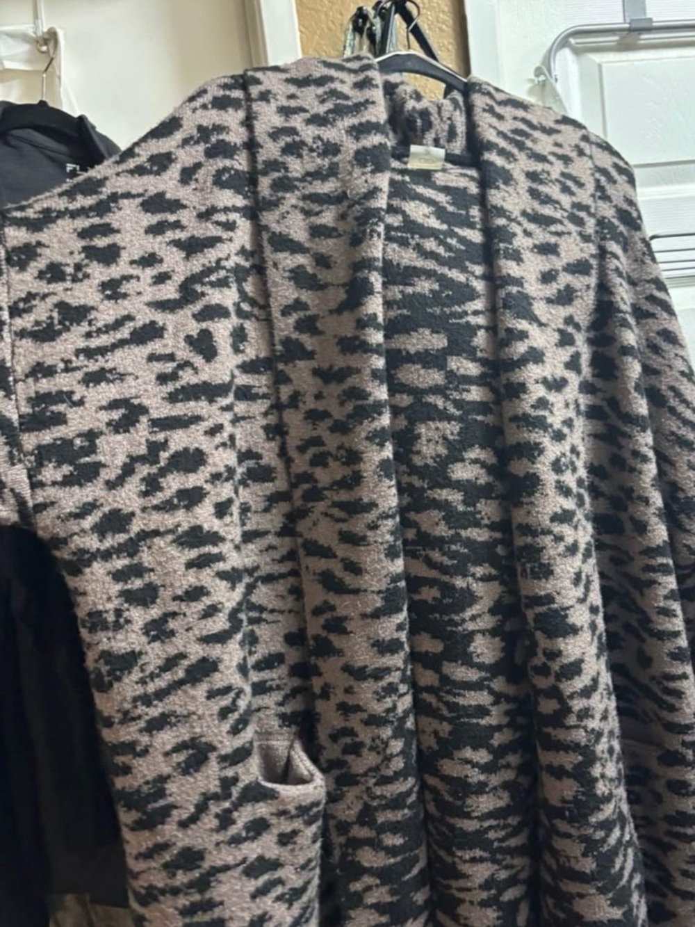 Cozy Cardigan in Taupe and Black Animal Print - Picture 5 of 5